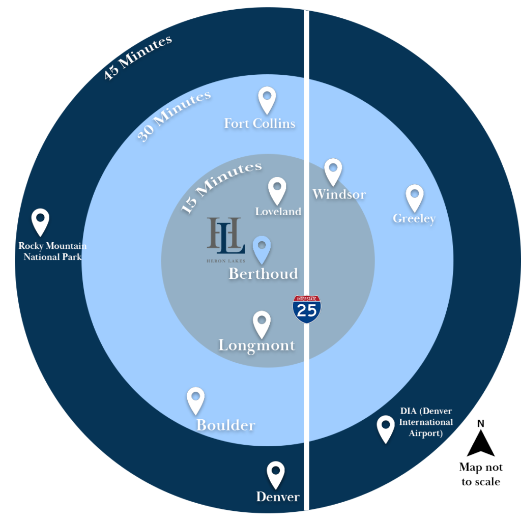 NoCo Proximity Map Heron Lakes Community Berthoud, CO