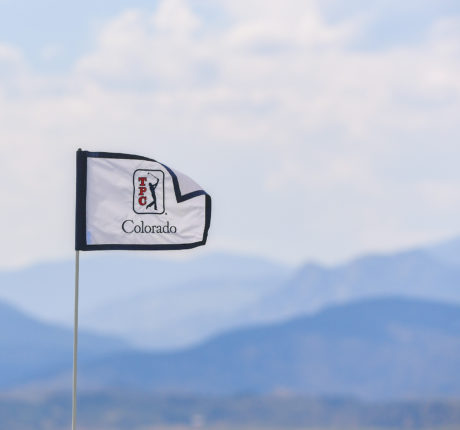 BERTHOUD, CO - JULY 09: TPC Colorado pin flag is seen on the practice green during the second round of the Korn Ferry Tours TPC Colorado Championship at Heron Lakes on July 9, 2021 in Berthoud, Colorado. (Photo by Ben Jared/PGA TOUR via Getty Images)