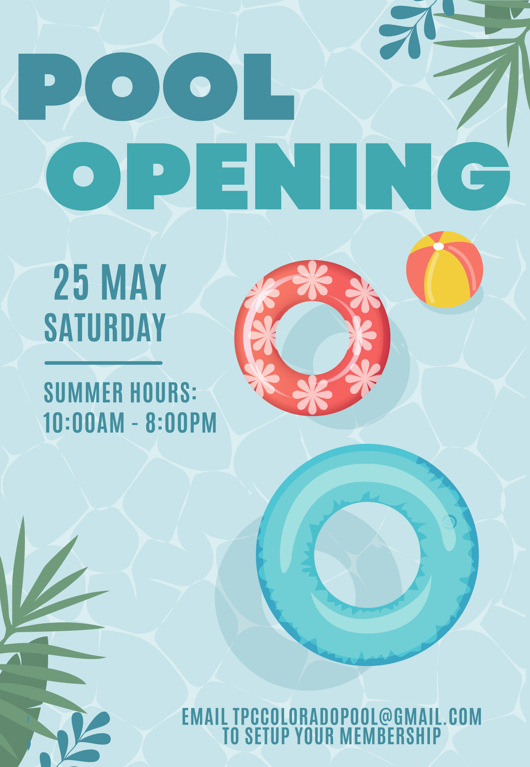 Flyer for the Heron Lakes pool opening day on May 25th